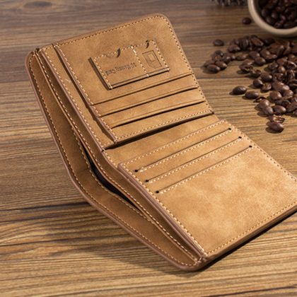 Leather Billfold Slim Hipster Cowhide Foldable Wallet